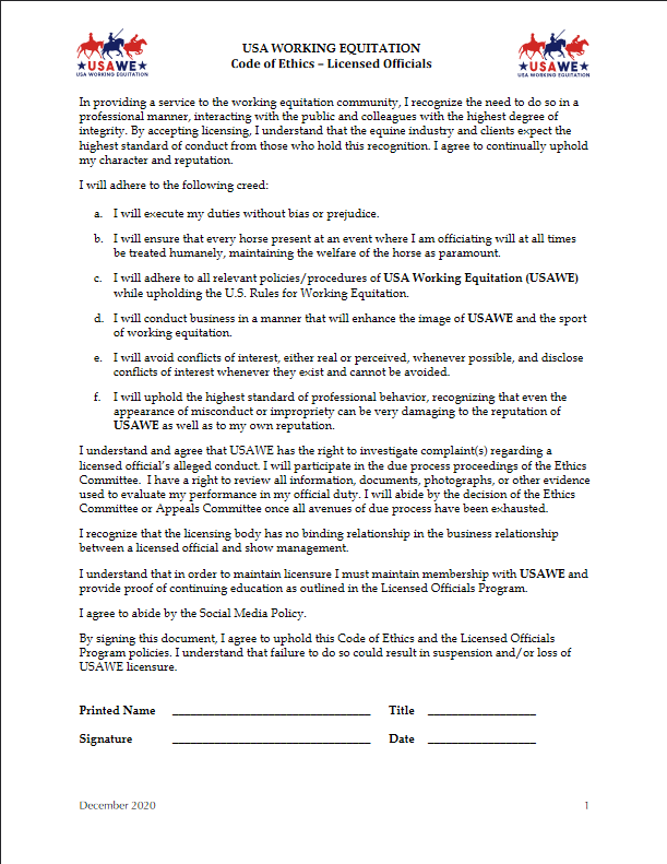 Licensed Official Code of Ethics