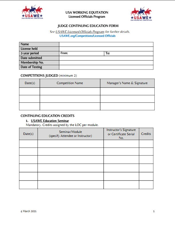 Judge Continuing Education Documentation