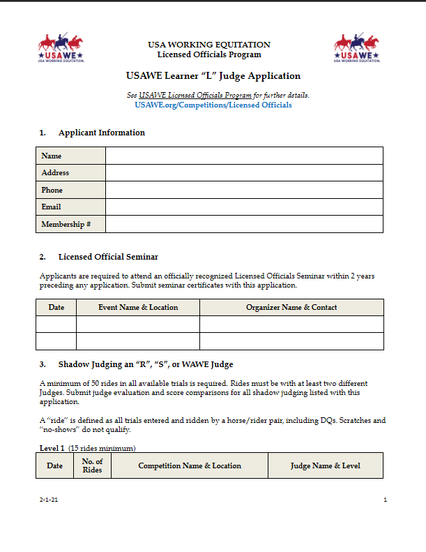 "L" Judge Application