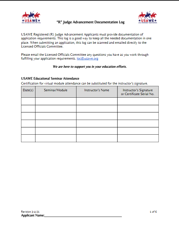 "R" Advancement Documentation Log